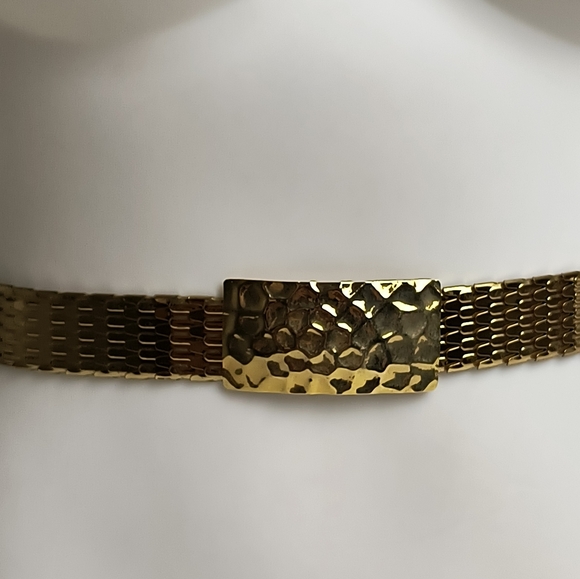 Statement Vintage 1990 Scalloped Fish Scale Stretch Belt Gold Tone Casual main image 5